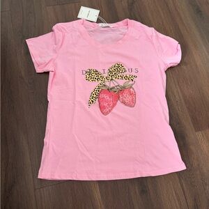 Kalli Collection Pink Short Sleeve Tees with Sparkly Designs